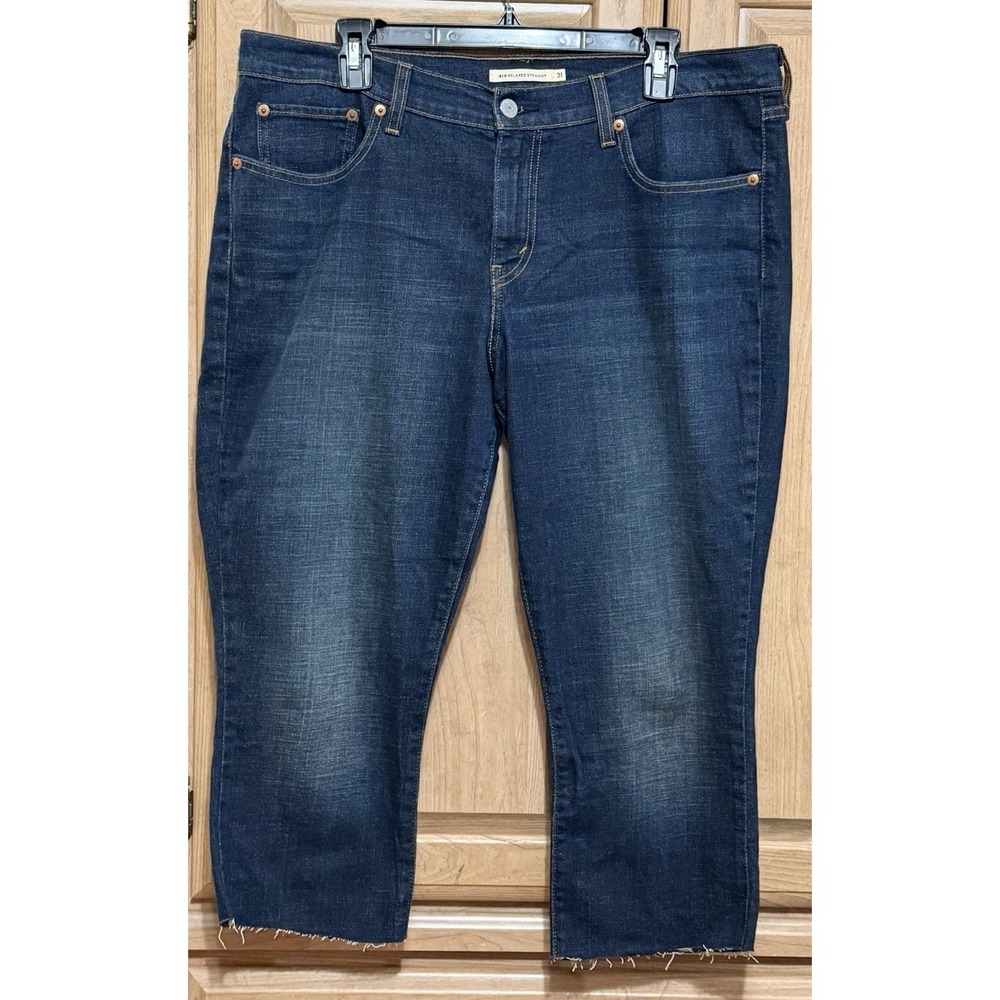 Levi's 414 Relaxed Straight Denim Jeans Women's Sz 31 Blue Stretch Cropped Capri